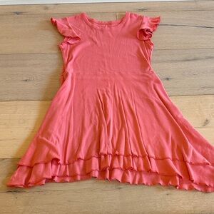 Chaser Coral Ruffle Sleeve Kids Dress